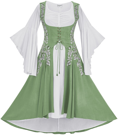 Tauriel Maxi Set Limited Edition Spring Basil Silver Embroidery